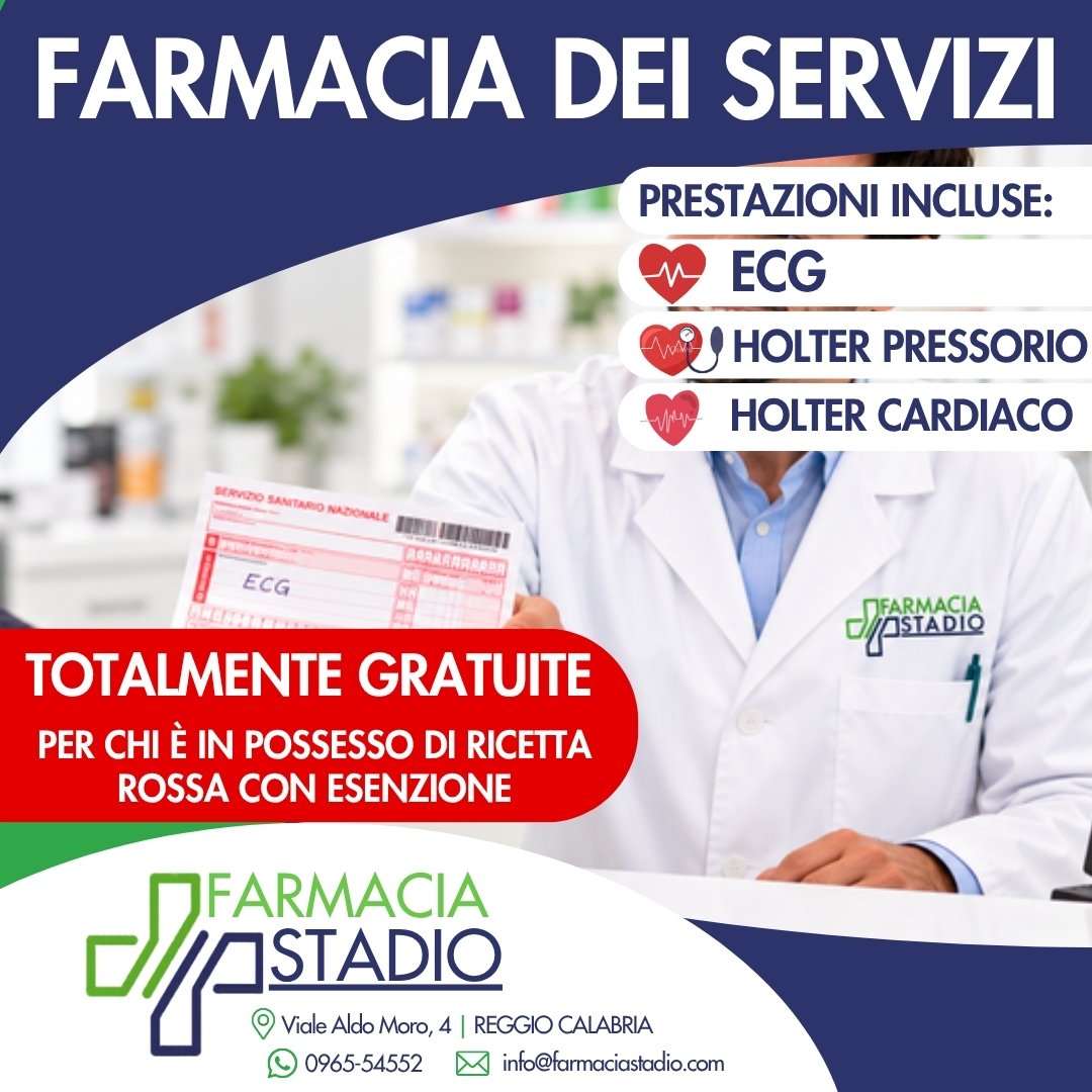 Farmacia dei servizi: ECG, Holter cardiaco e Holter pressorio totalmente gratuiti con ricetta rossa con esenzione